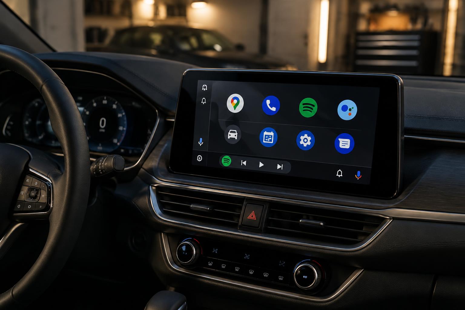 Originální displej vozu s rozhraním Android Auto po instalaci modulu — ilustrační fotografie